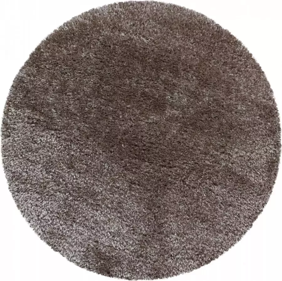 Decor24-AY Extra hoogpolig shaggy vloerkleed Brilliant rond taupe 80x80 cm