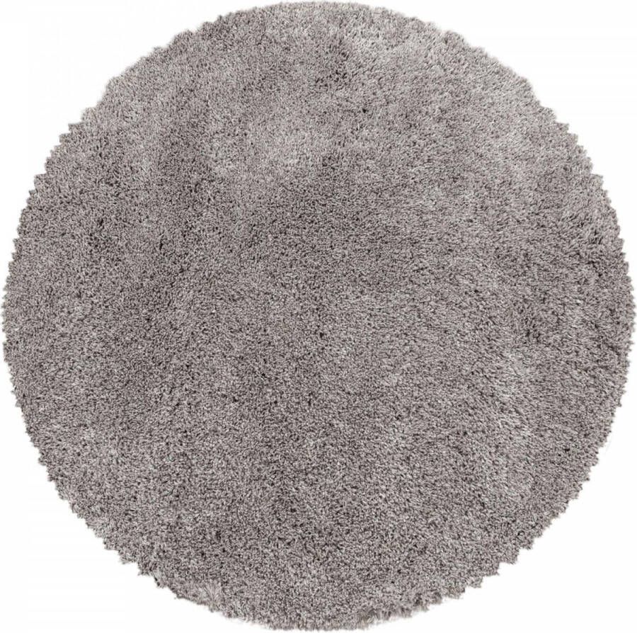 Decor24-AY Extra hoogpolig shaggy vloerkleed Fluffy rond beige 120x120 cm