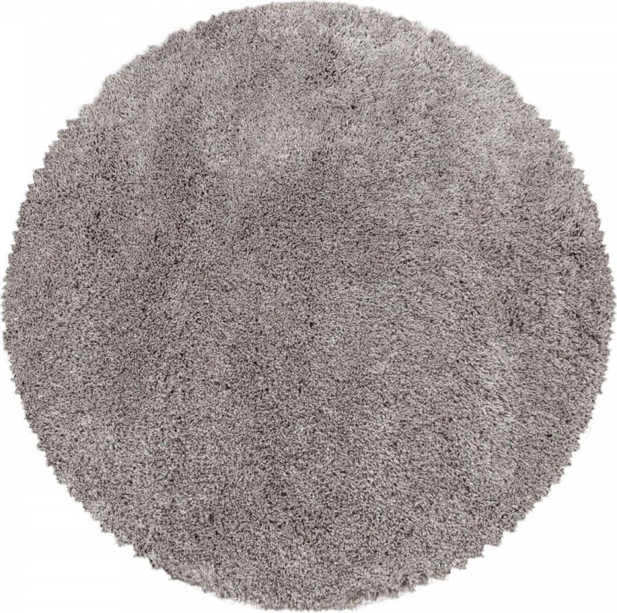 decor24-AY Extra hoogpolig shaggy vloerkleed Fluffy rond beige 120x120 cm