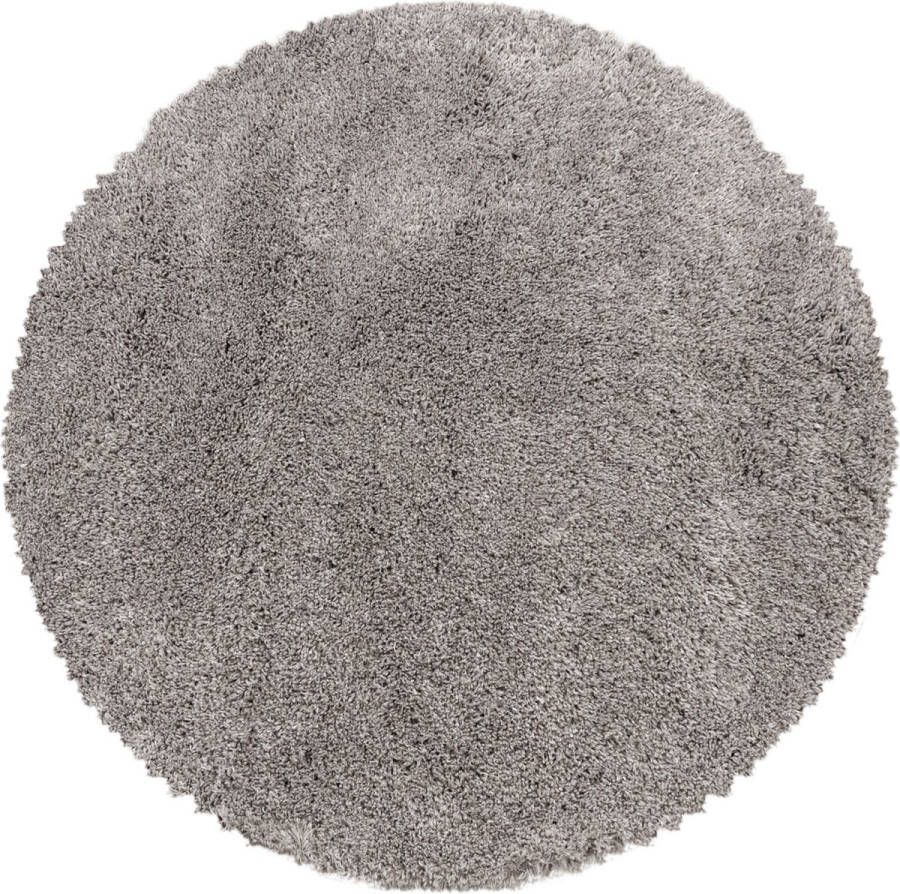 Decor24-AY Extra hoogpolig shaggy vloerkleed Fluffy rond beige 200x200 cm