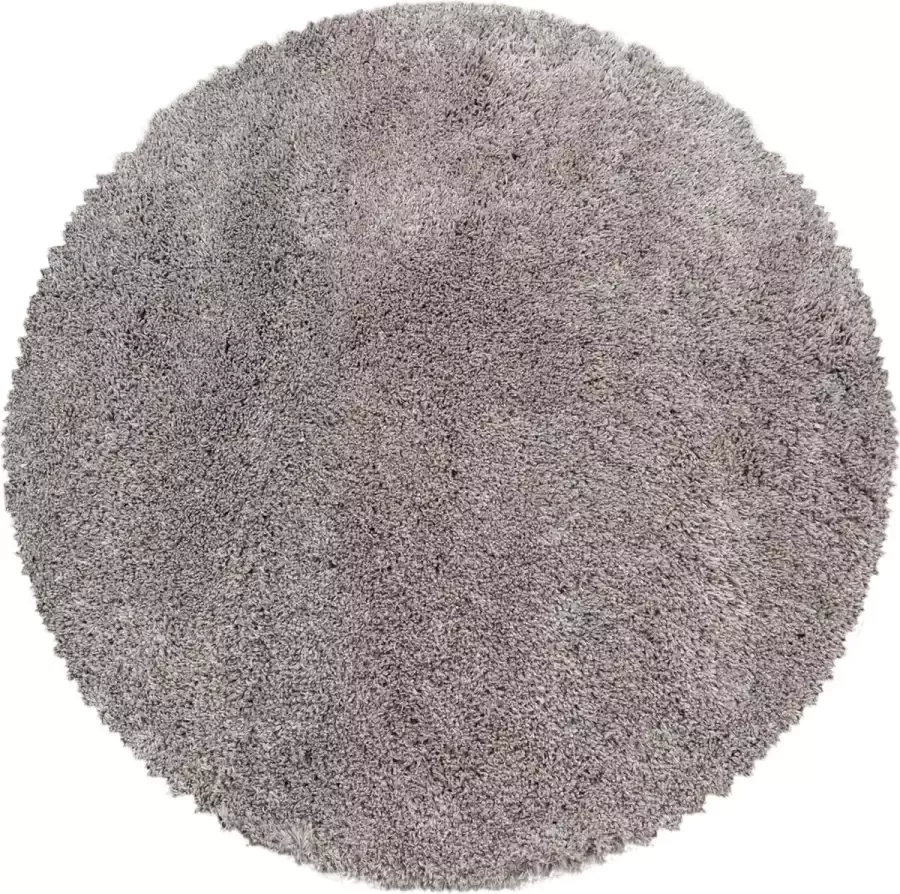 Decor24-AY Extra hoogpolig shaggy vloerkleed Fluffy rond beige 80x80 cm
