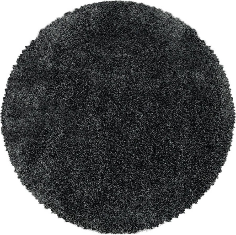 Decor24-AY Extra hoogpolig shaggy vloerkleed Fluffy rond grijs 120x120 cm