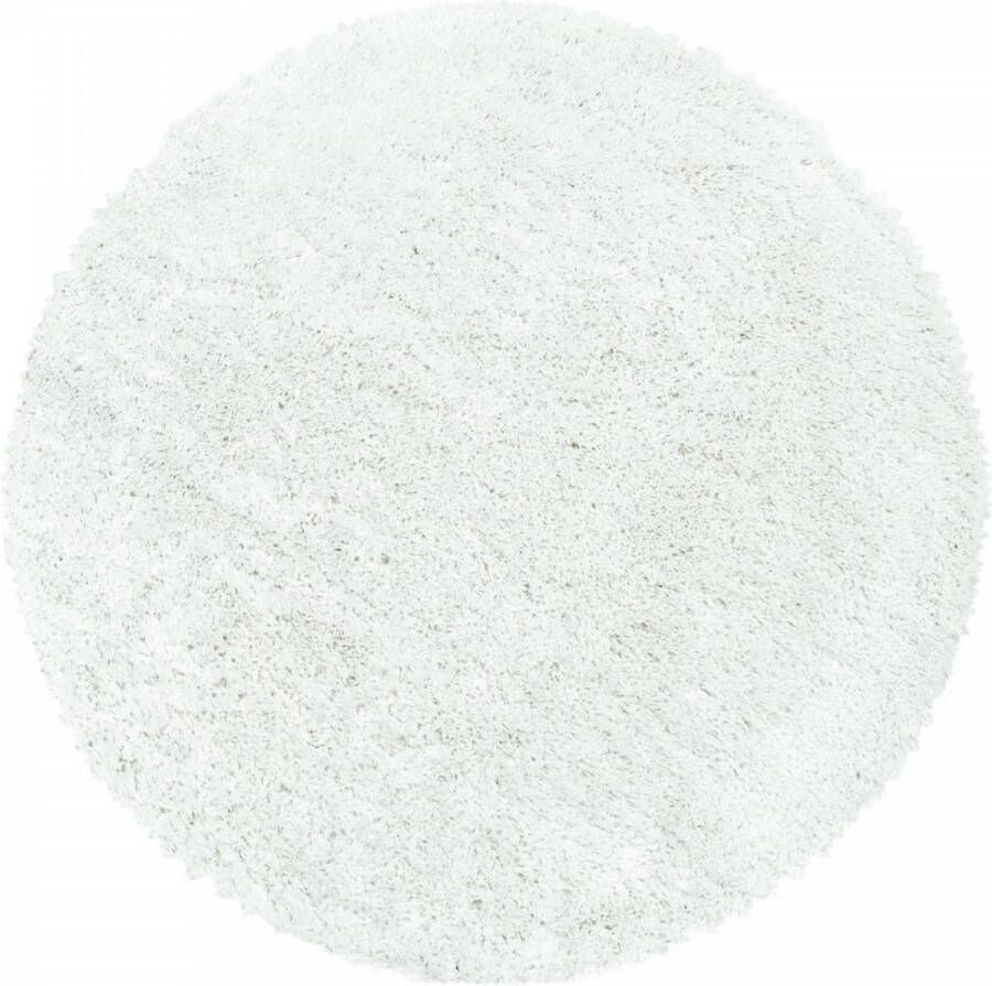 Decor24-AY Extra hoogpolig shaggy vloerkleed Fluffy rond wit 160x160 cm