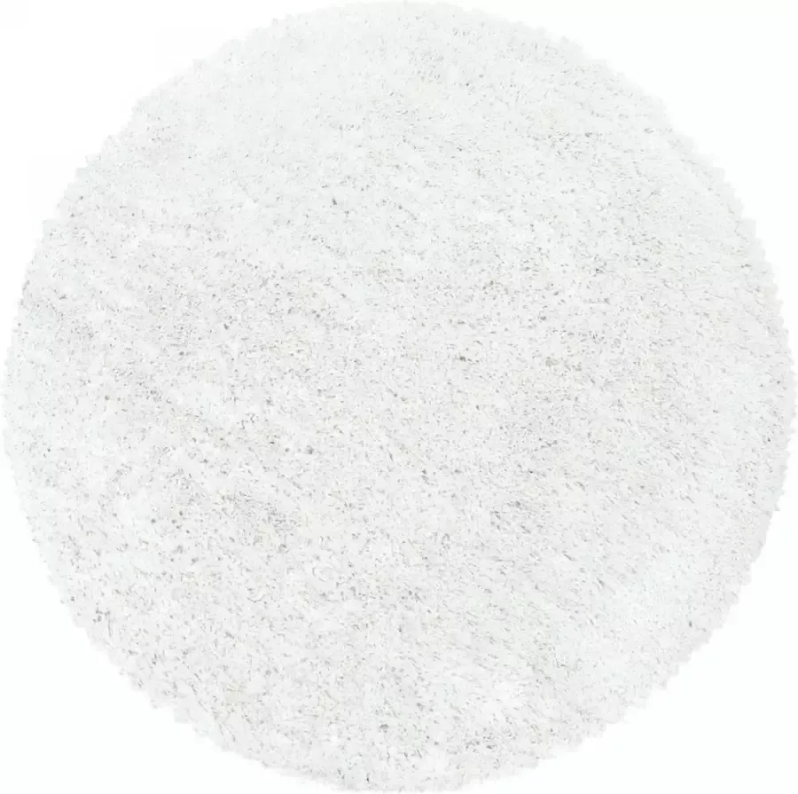 Decor24-AY Extra hoogpolig shaggy vloerkleed Fluffy rond wit 200x200 cm