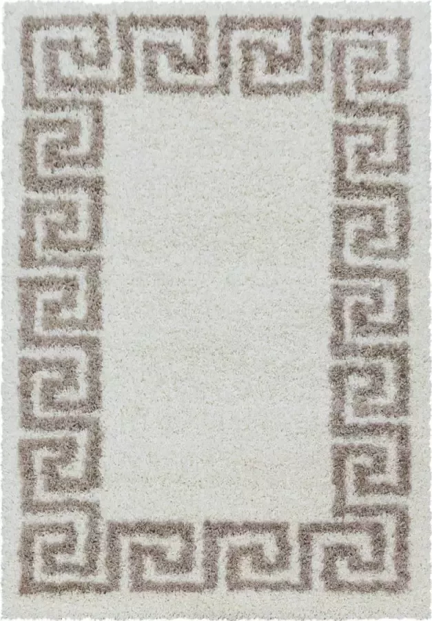 Decor24-AY Extra hoogpolig shaggy vloerkleed Hera beige 80x150 cm