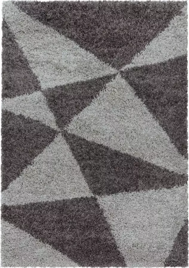 Decor24-AY Extra hoogpolig shaggy vloerkleed Tango rond taupe 160x160 cm - Foto 1