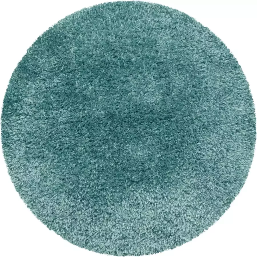 Decor24-AY Extra hoogpolig vloerkleed Brilliant rond aqua 200x200 cm