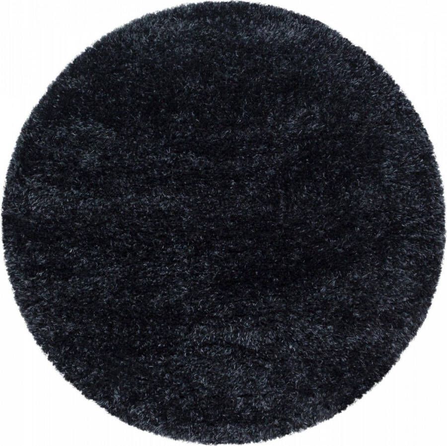 Decor24-AY Extra hoogpolig vloerkleed Brilliant rond black 120x120 cm
