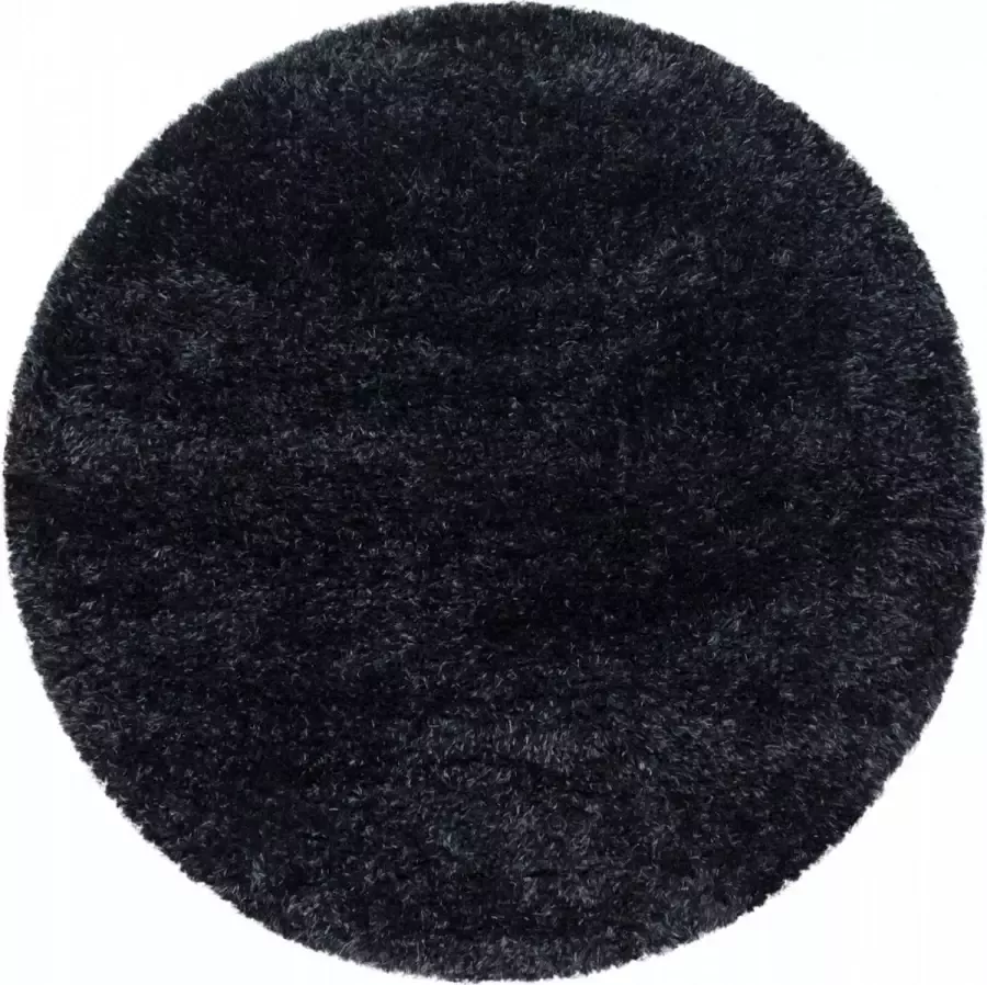 Decor24-AY Extra hoogpolig vloerkleed Brilliant rond black 160x160 cm