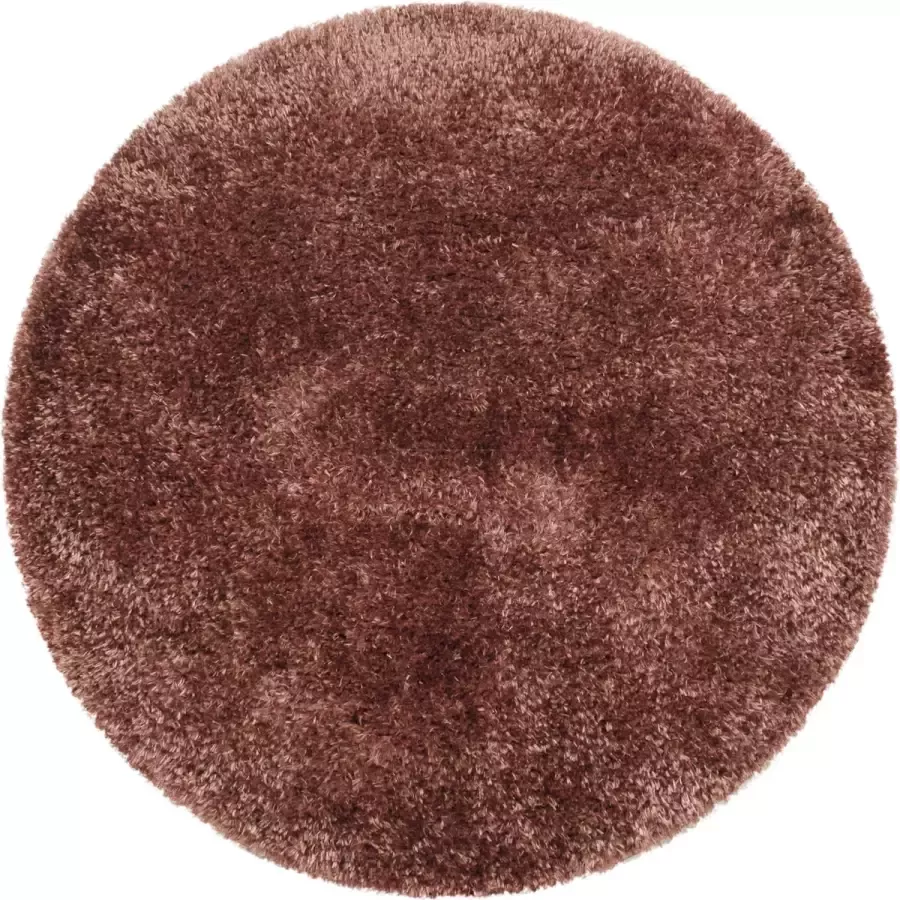 Decor24-AY Extra hoogpolig vloerkleed Brilliant rond copper 160x160 cm