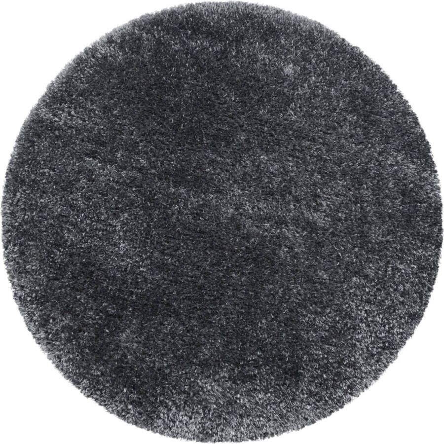 Decor24-AY Extra hoogpolig vloerkleed Brilliant rond grey 200x200 cm