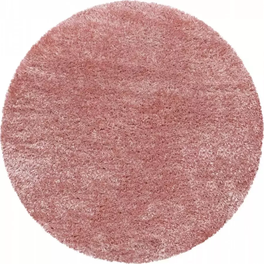 Decor24-AY Extra hoogpolig vloerkleed Brilliant rond rose 120x120 cm - Foto 1