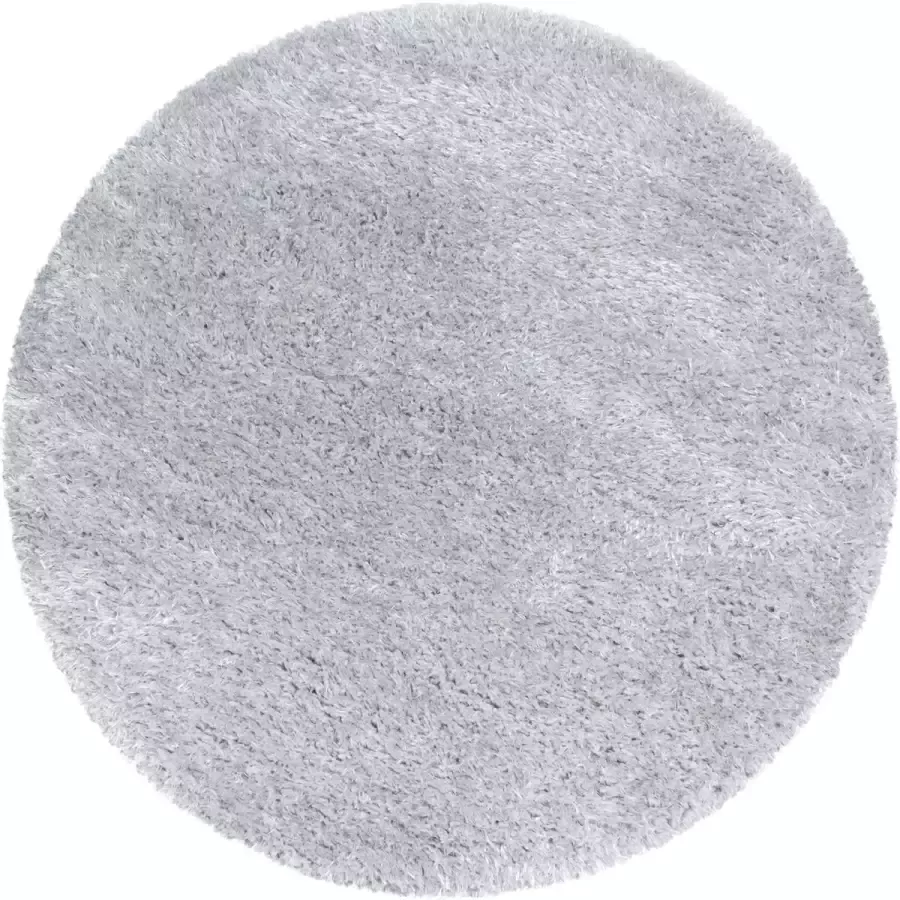 Decor24-AY Extra hoogpolig vloerkleed Brilliant rond silver 120x120 cm