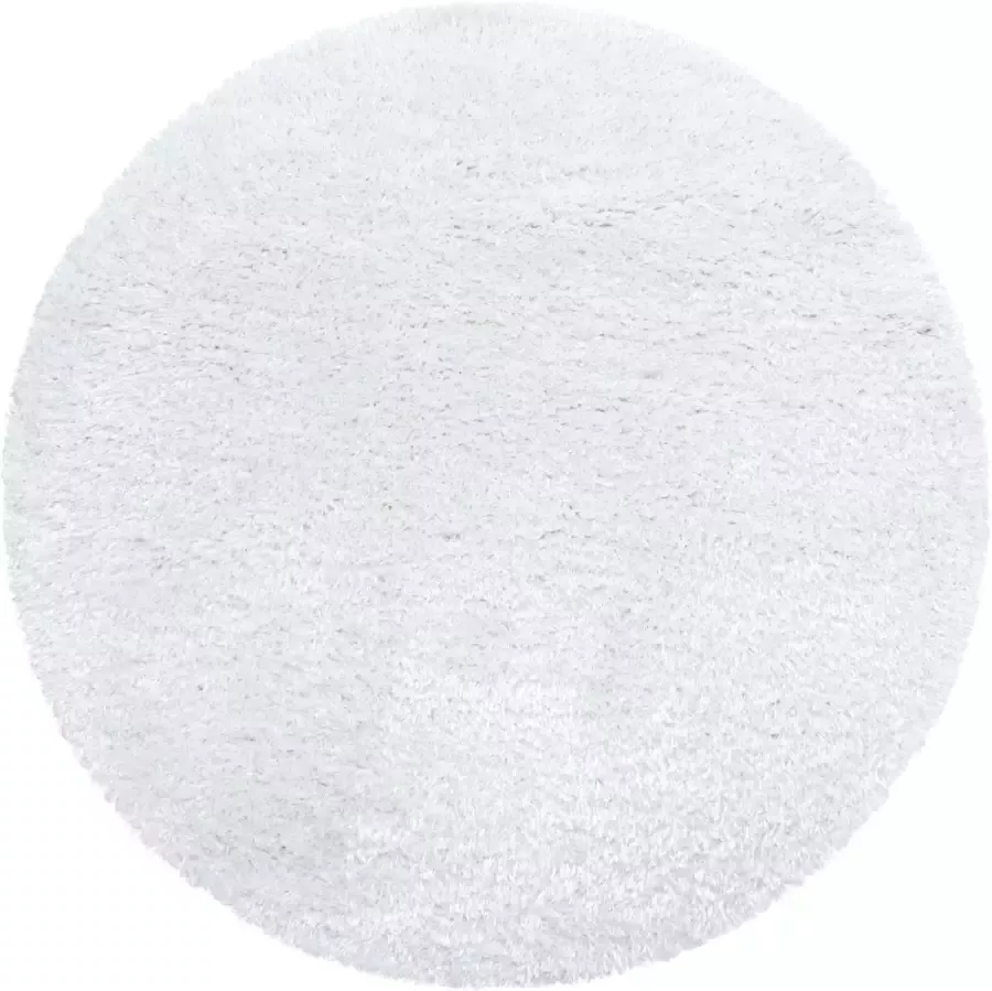Decor24-AY Extra hoogpolig vloerkleed Brilliant rond snow 120x120 cm