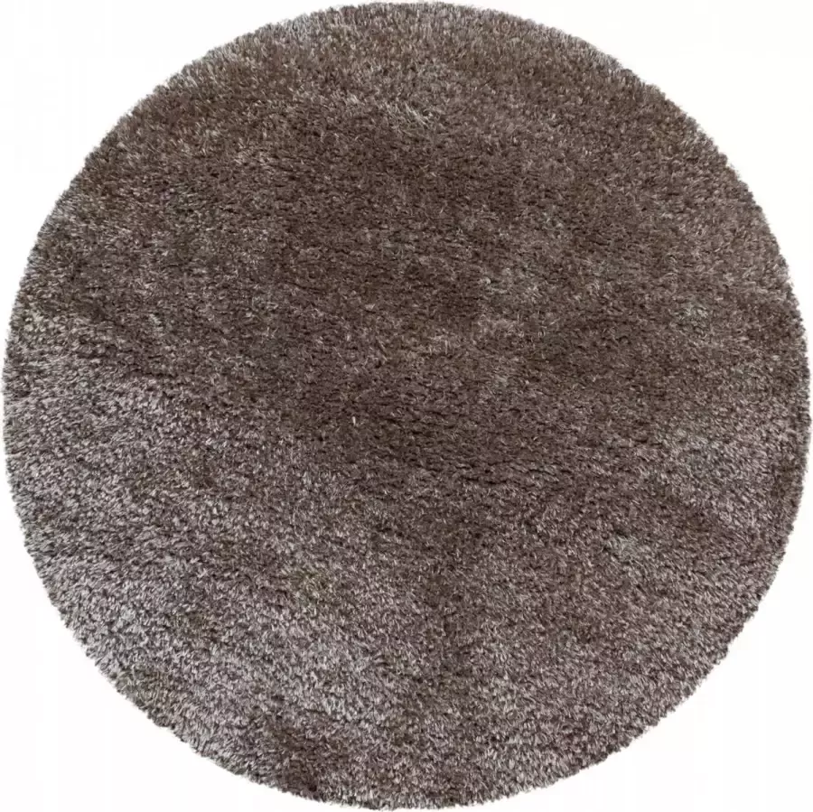 Decor24-AY Extra hoogpolig vloerkleed Brilliant rond taupe 120x120 cm