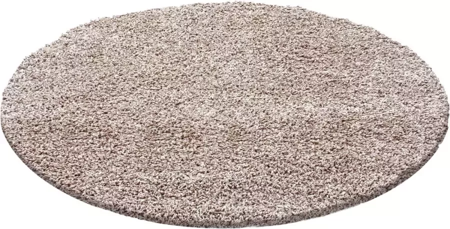 Decor24-AY Hoogpolig vloerkleed Dream beige rond 120x120 cm