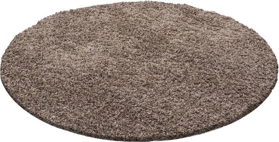 Decor24-AY Hoogpolig vloerkleed Dream mocca rond 120x120 cm