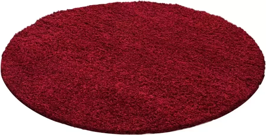 Decor24-AY Hoogpolig vloerkleed Dream rood rond 80x80 cm