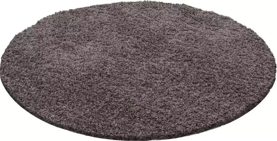 Decor24-AY Hoogpolig vloerkleed Dream taupe rond 80x80 cm