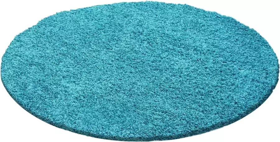 Decor24-AY Hoogpolig vloerkleed Dream turquoise rond 120x120 cm