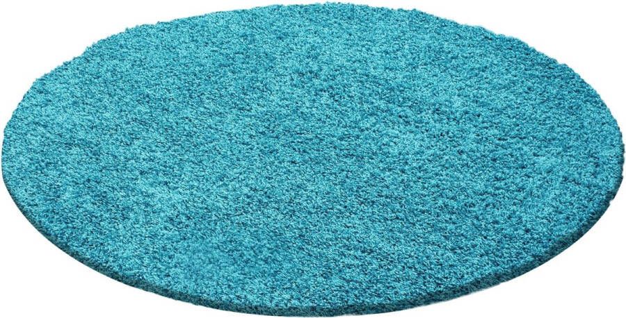 Decor24-AY Hoogpolig vloerkleed Dream turquoise rond 80x80 cm