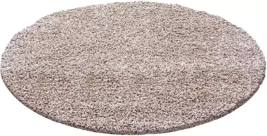 Decor24-AY Hoogpolig vloerkleed Life beige rond 120 cm