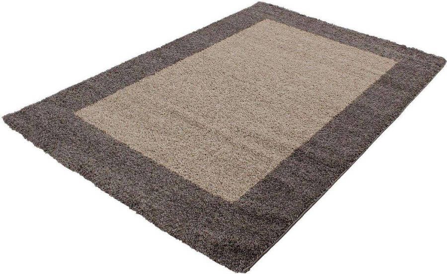 Decor24-AY Hoogpolig vloerkleed Life bruin taupe 100x200 cm