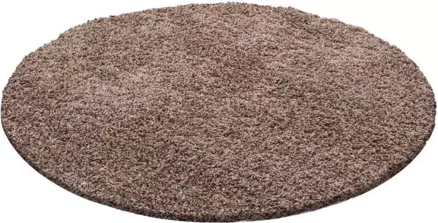 Decor24-AY Hoogpolig vloerkleed Life mocca rond 120 cm