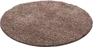 Decor24-AY Hoogpolig vloerkleed Life mocca rond 160 cm