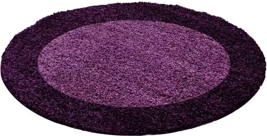 Decor24-AY Hoogpolig vloerkleed Life paars lila rond 120 cm