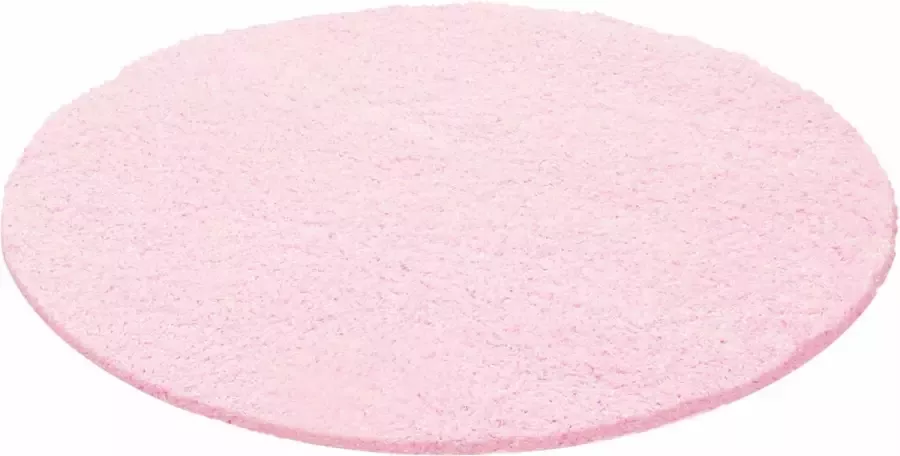 Decor24-AY Hoogpolig vloerkleed Life rond roze rond 120 cm