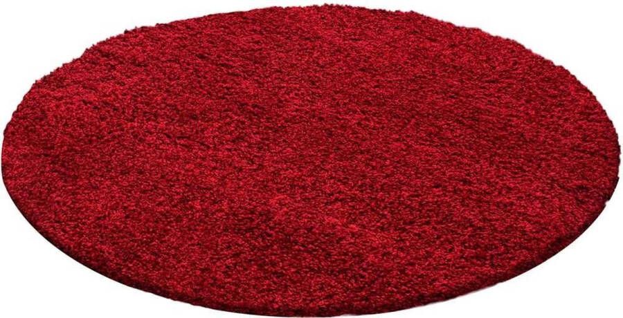 decor24-AY Hoogpolig vloerkleed Life rood rond O 120 cm
