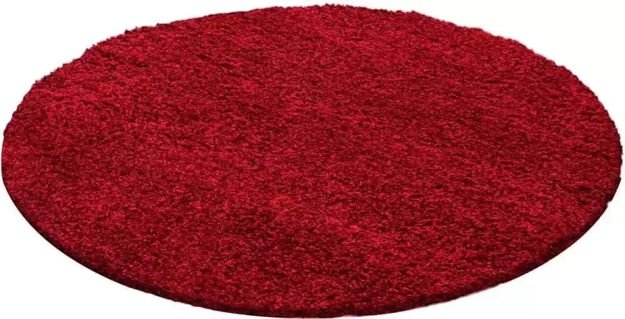 Decor24-AY Hoogpolig vloerkleed Life rood rond O 120 cm