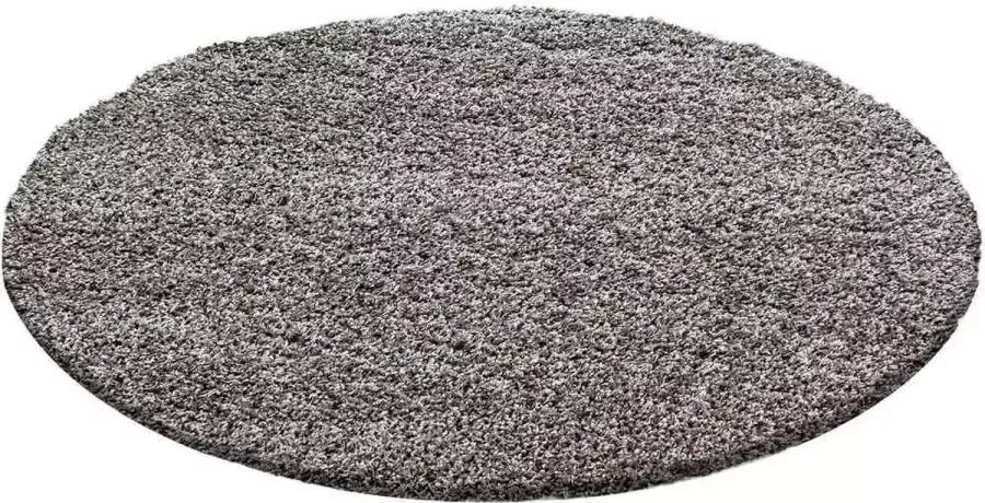 Decor24-AY Hoogpolig vloerkleed Life taupe rond O 120 cm