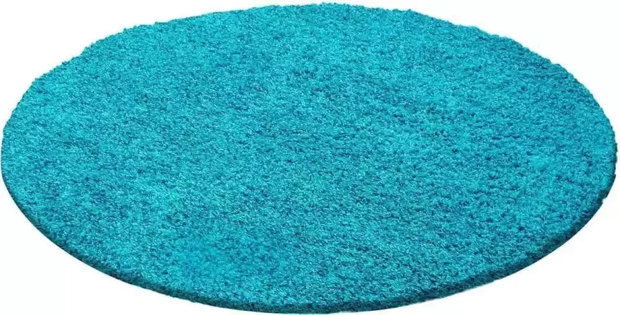 Decor24-AY Hoogpolig vloerkleed Life turquoise rond O 120 cm