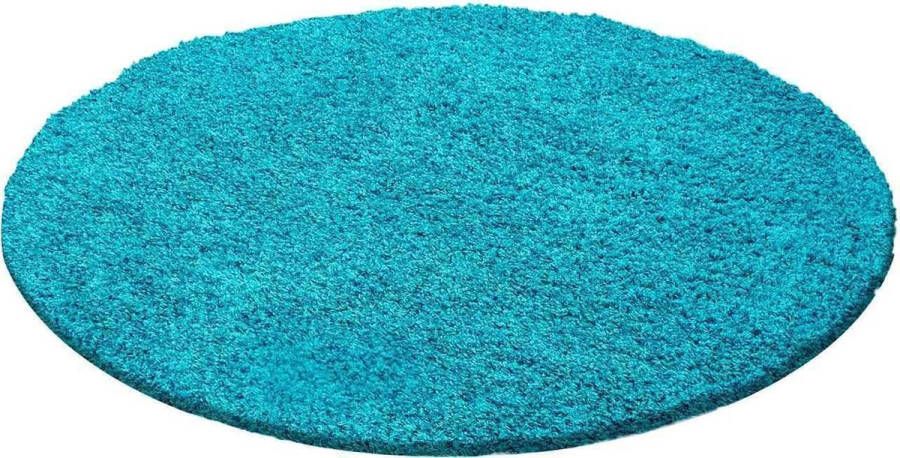 Decor24-AY Hoogpolig vloerkleed Life turquoise rond O 200 cm