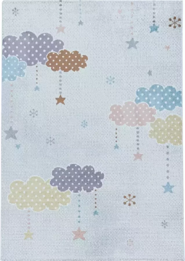 Decor24-AY Kinderkamer vloerkleed Lucky Clouds lichtgrijs 120x170 cm