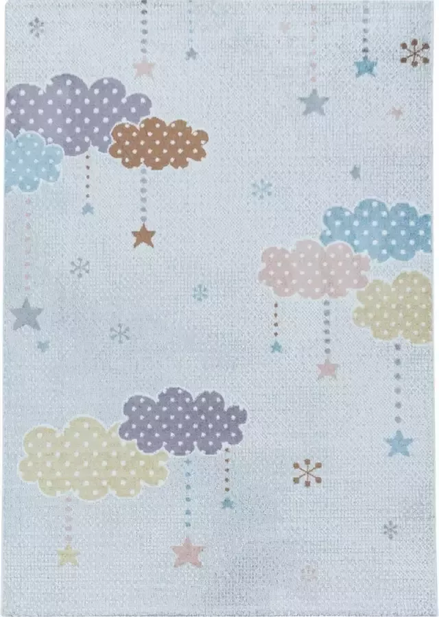 Decor24-AY Kinderkamer vloerkleed Lucky Clouds lichtgrijs 200x290 cm