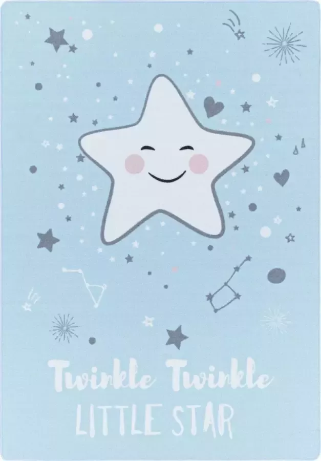 Decor24-AY Kinderkamer vloerkleed Play Twinkle Star blauw 140x200 cm