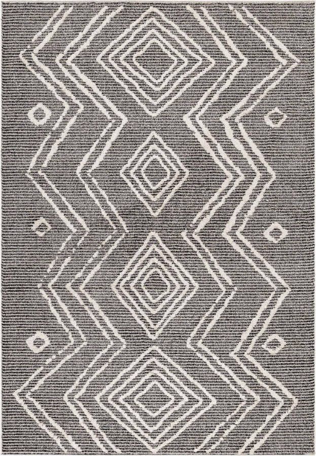 Decor24-AY Modern berber-look vloerkleed Taznaxt zwart 5104 80x250 cm
