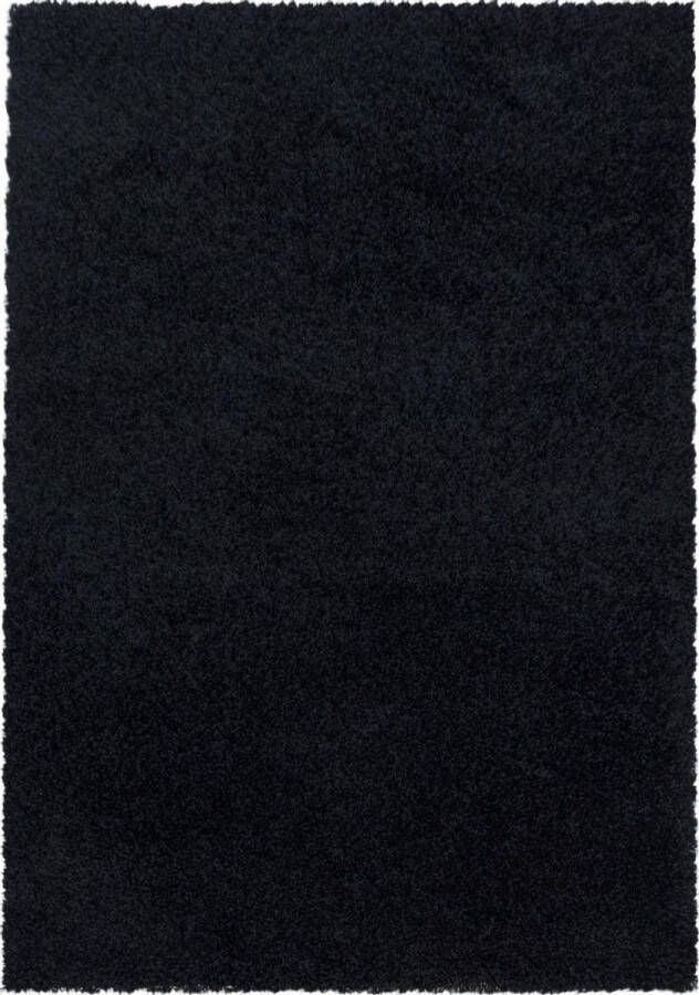 Decor24-AY Modern hoogpolig vloerkleed Sydney zwart 100x200 cm