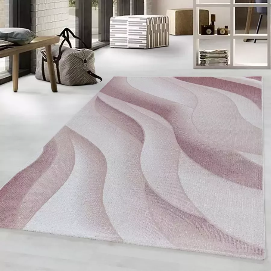 Decor24-AY Modern laagpolig vloerkleed Costa roze 3523 140x200 cm
