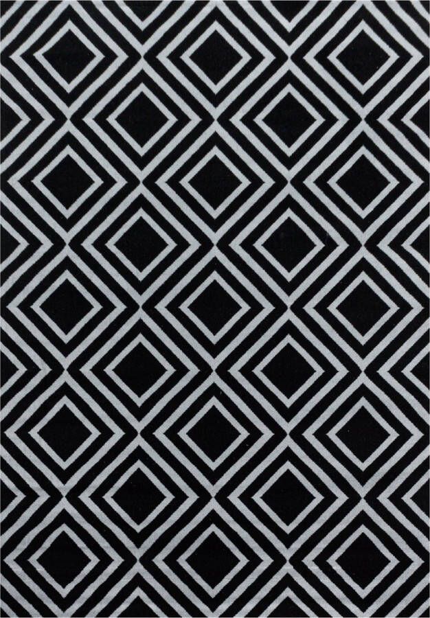 Decor24-AY Modern laagpolig vloerkleed Costa zwart 3525 80x250 cm