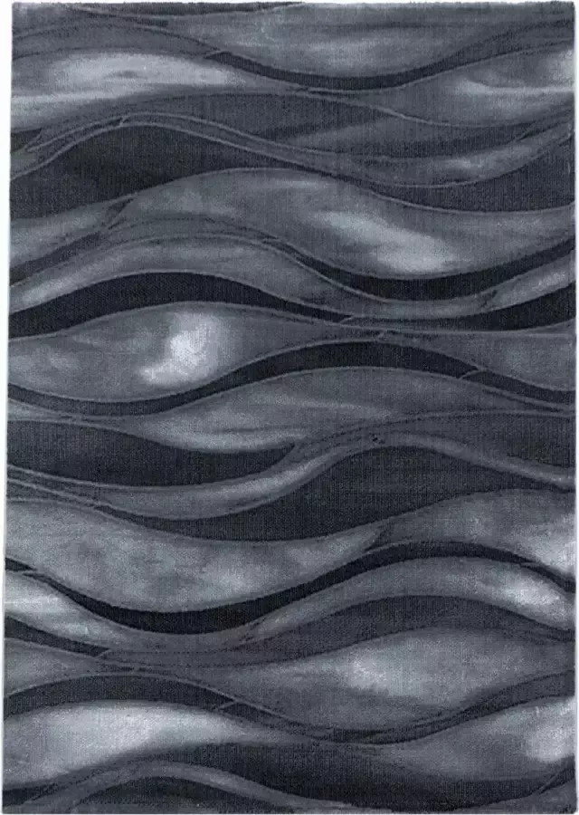 Decor24-AY Modern laagpolig vloerkleed Costa zwart 3528 80x150 cm