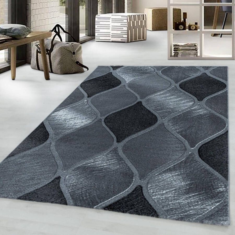 Decor24-AY Modern laagpolig vloerkleed Costa zwart 3530 120x170 cm
