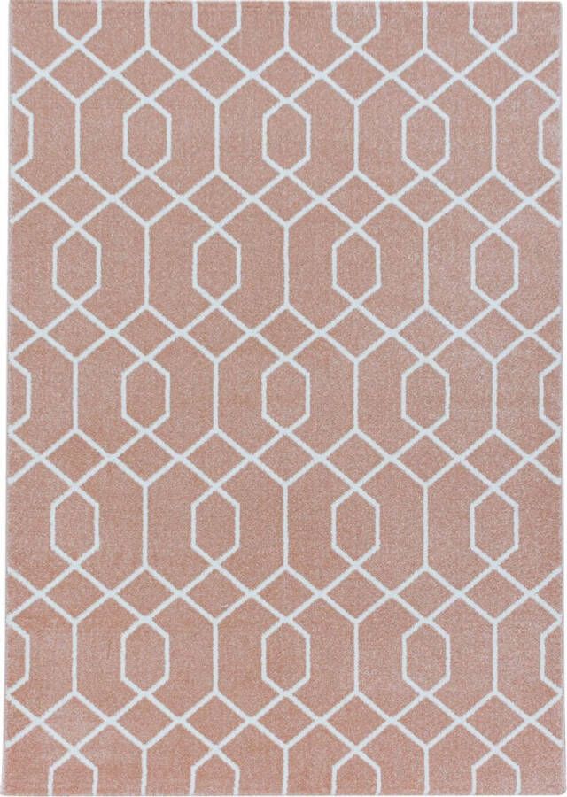 Decor24-AY Modern laagpolig vloerkleed Efor roze 3713 80x150 cm