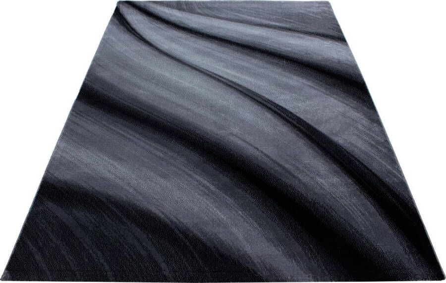 Decor24-AY Modern laagpolig vloerkleed Miami zwart 6630 80x300 cm