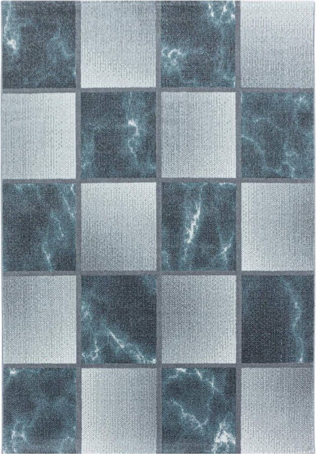 Decor24-AY Modern laagpolig vloerkleed Ottawa blauw 4201 80x250 cm