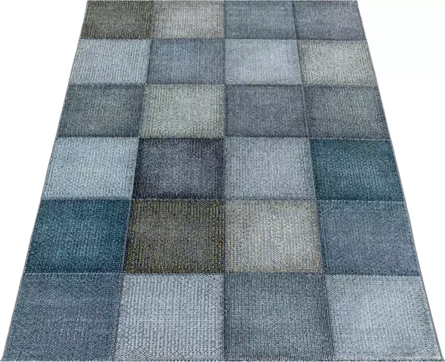 Decor24-AY Modern laagpolig vloerkleed Ottawa blauw 4202 80x250 cm