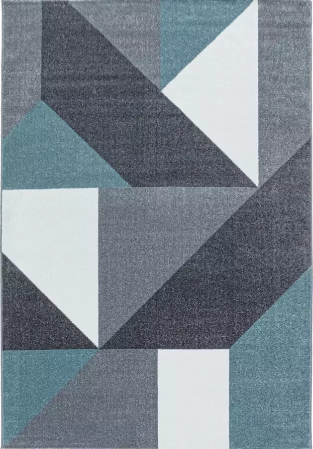 Decor24-AY Modern laagpolig vloerkleed Ottawa blauw 4205 80x250 cm